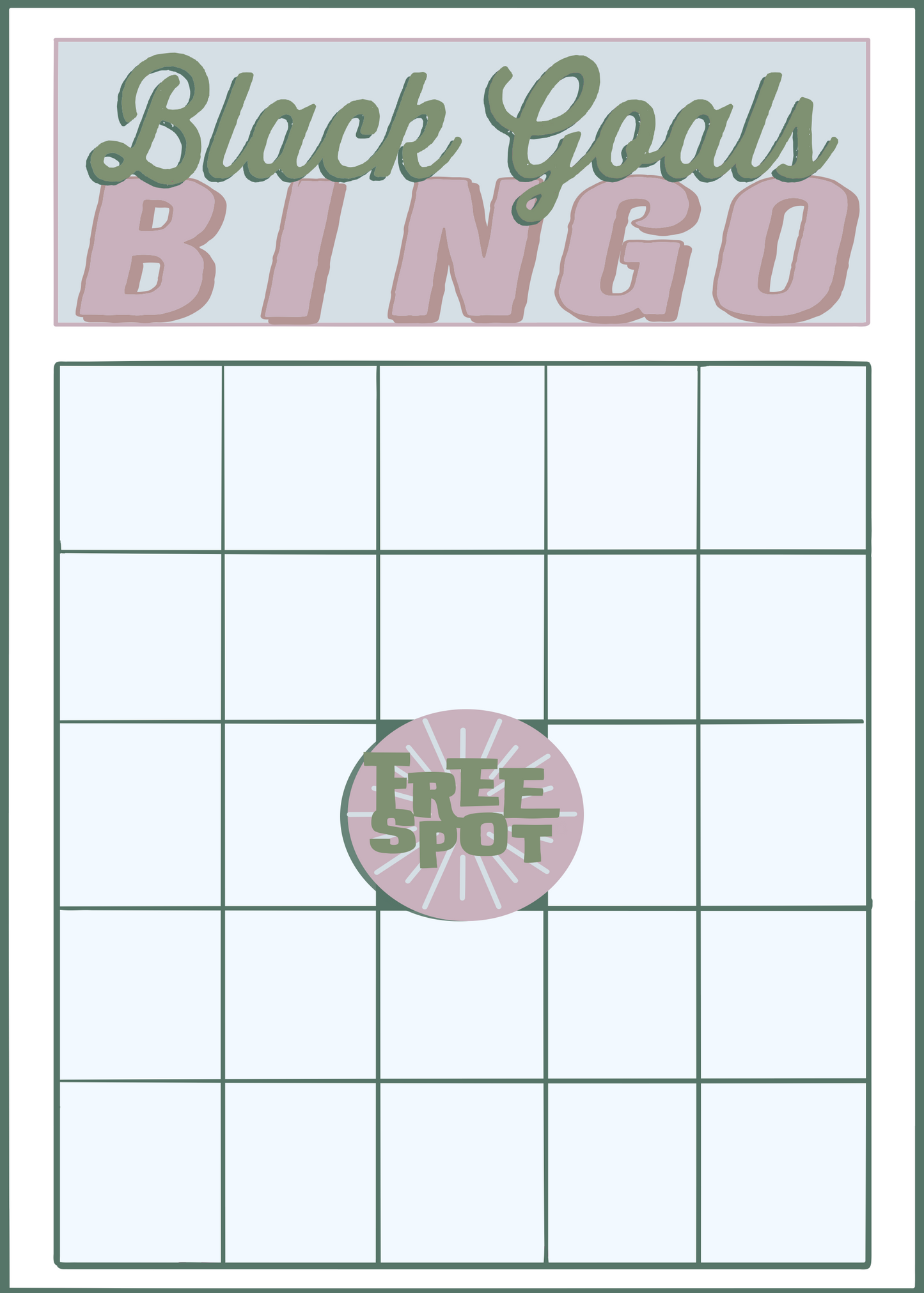 “Black Goals Bingo” Card