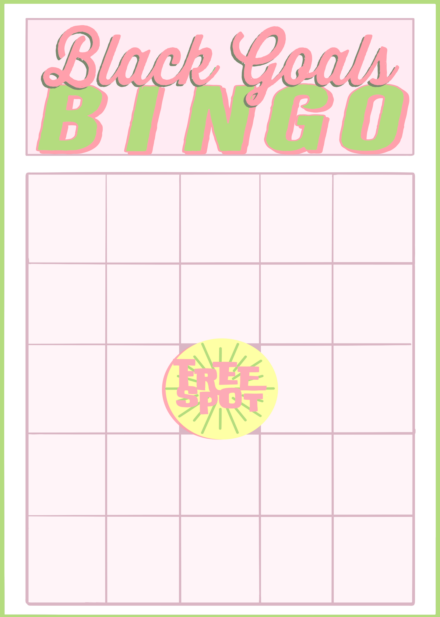 “Black Goals Bingo” Card